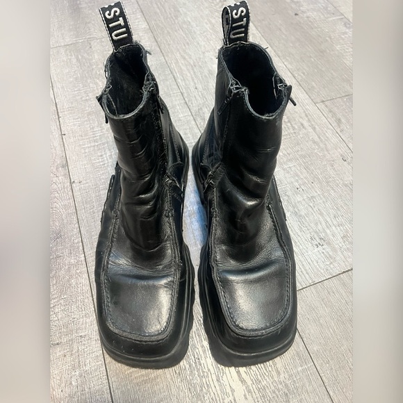 Bedstu Unisex Black Leather Cyberpunk Goth Dark Academia 90s Y2K Boots $720 - Picture 3 of 7